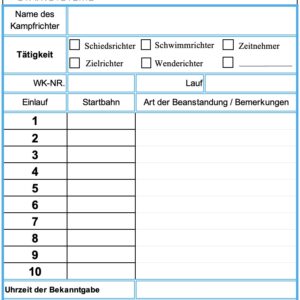 Kampfrichterformular - Kampfrichterblock